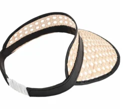 Adult Rattan & Leather Visor - Black