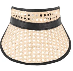 Adult Rattan & Leather Visor - Black