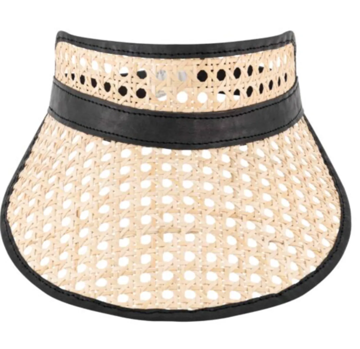 Adult Rattan & Leather Visor - Black