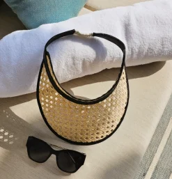 Adult Rattan & Leather Visor - Black