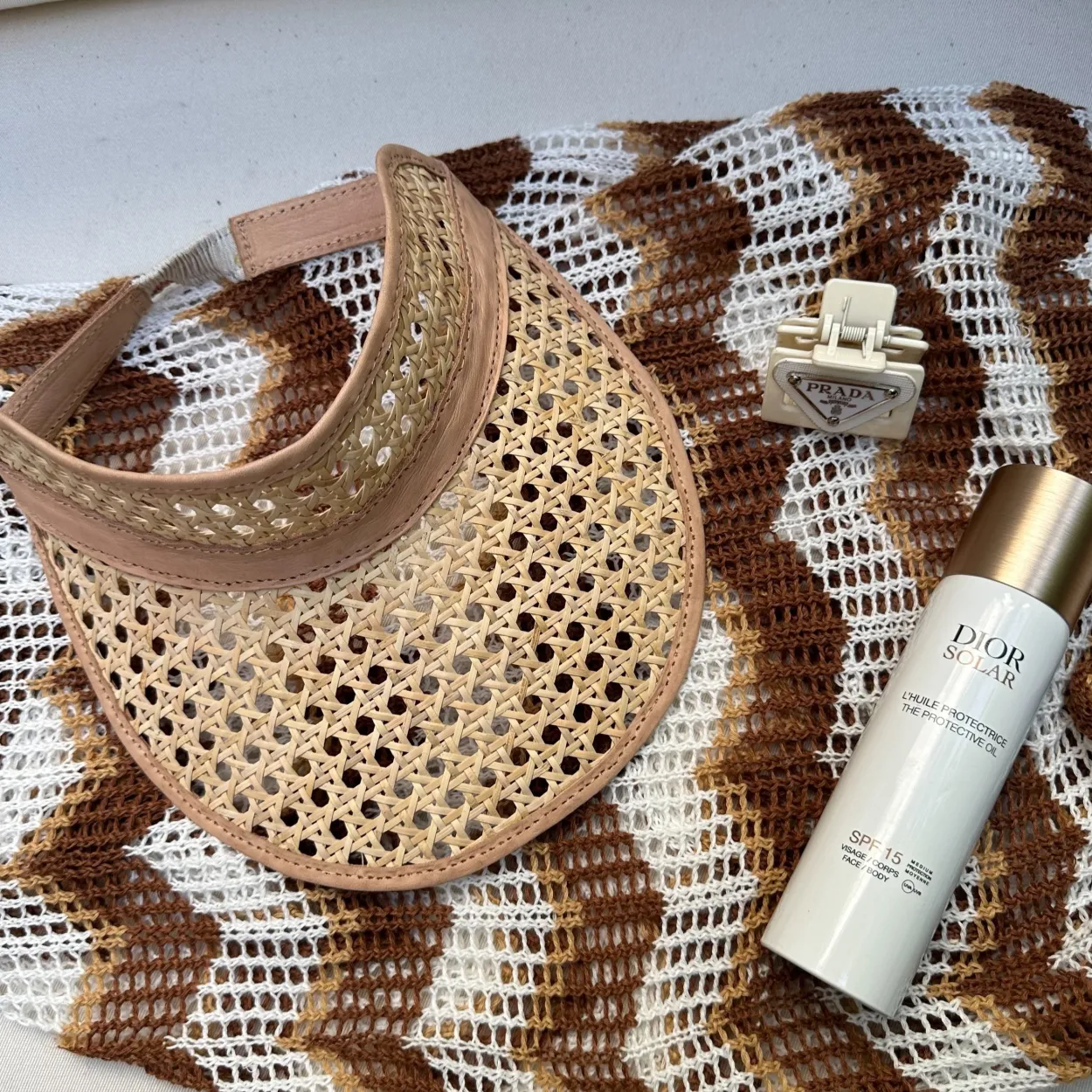 Adult Rattan & Leather Visor - Nude