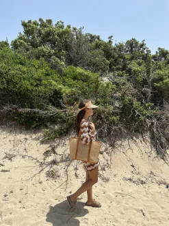 Adult Rattan & Leather Visor - Tan