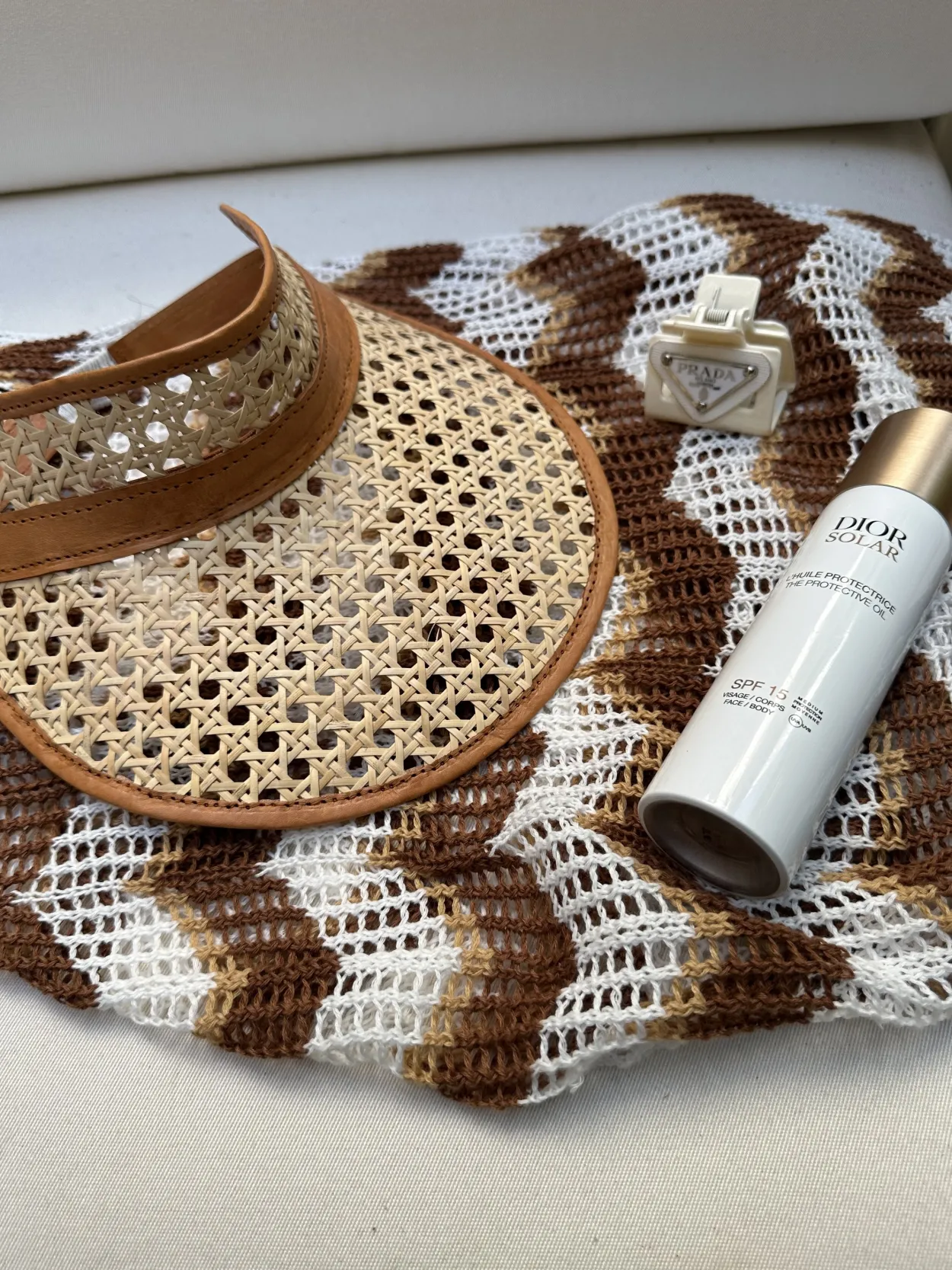 Adult Rattan & Leather Visor - Tan