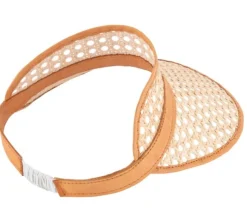 Adult Rattan & Leather Visor - Tan