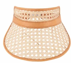 Adult Rattan & Leather Visor - Tan