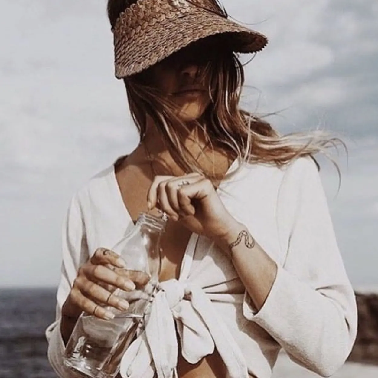 Adult Rattan Visor - Tan
