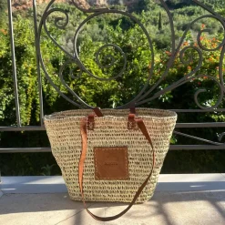 Bonita open weave Palm Basket - Double handle