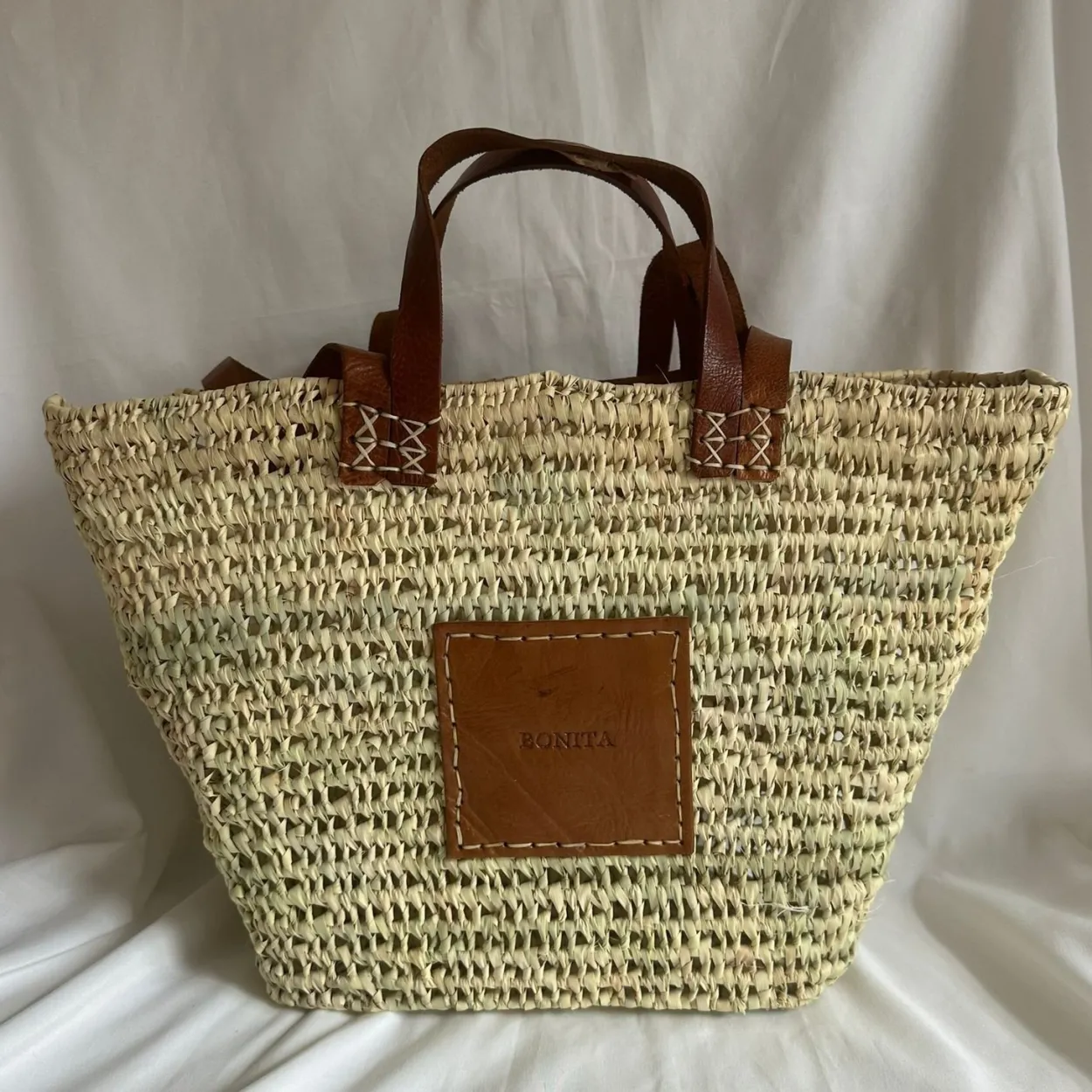 Bonita open weave Palm Basket - Double handle