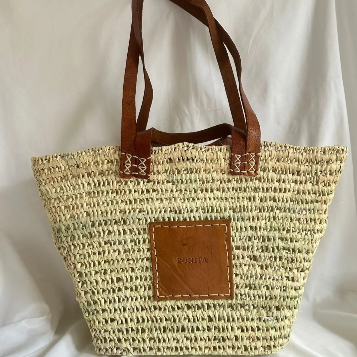 Bonita open weave Palm Basket - Double handle