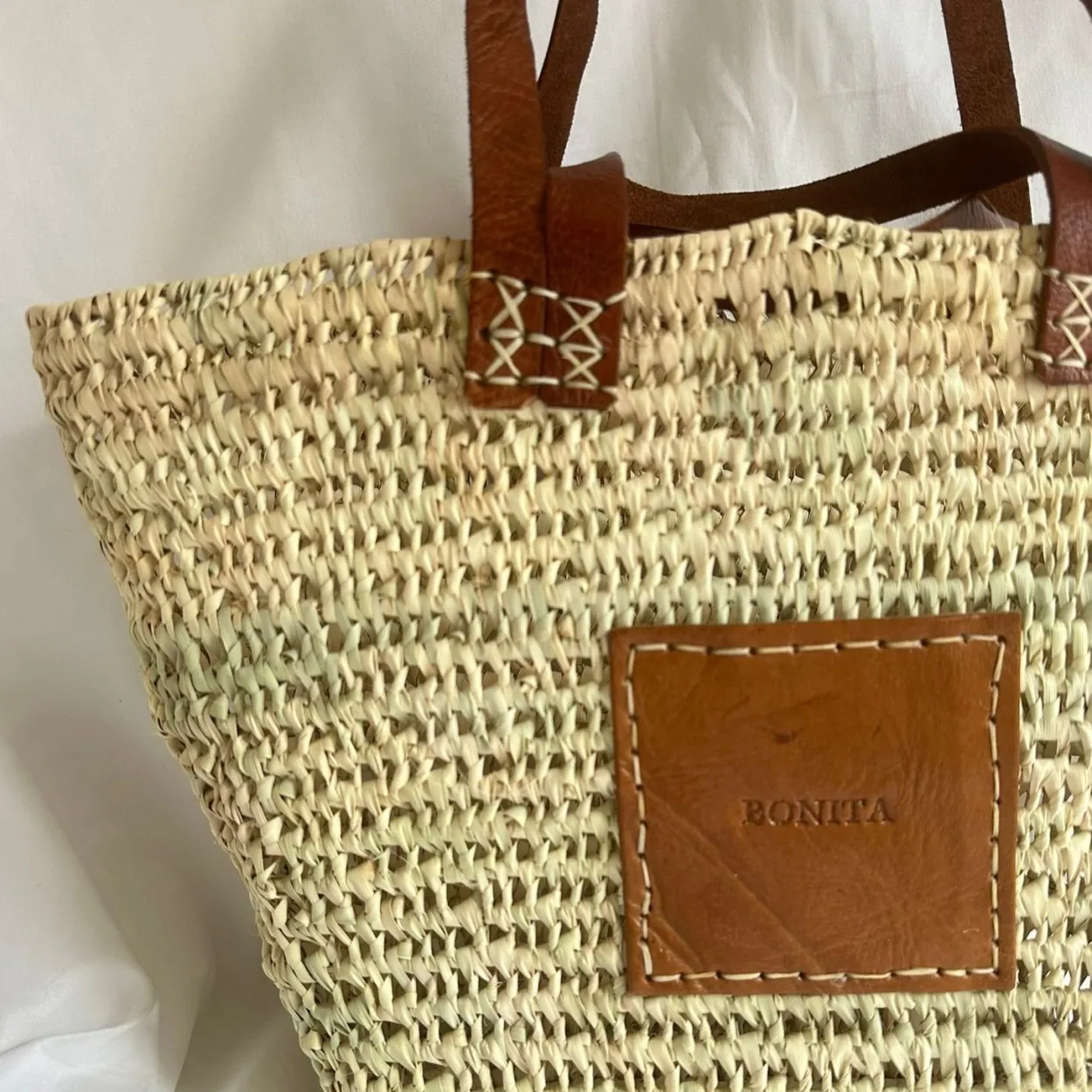 Bonita open weave Palm Basket - Double handle