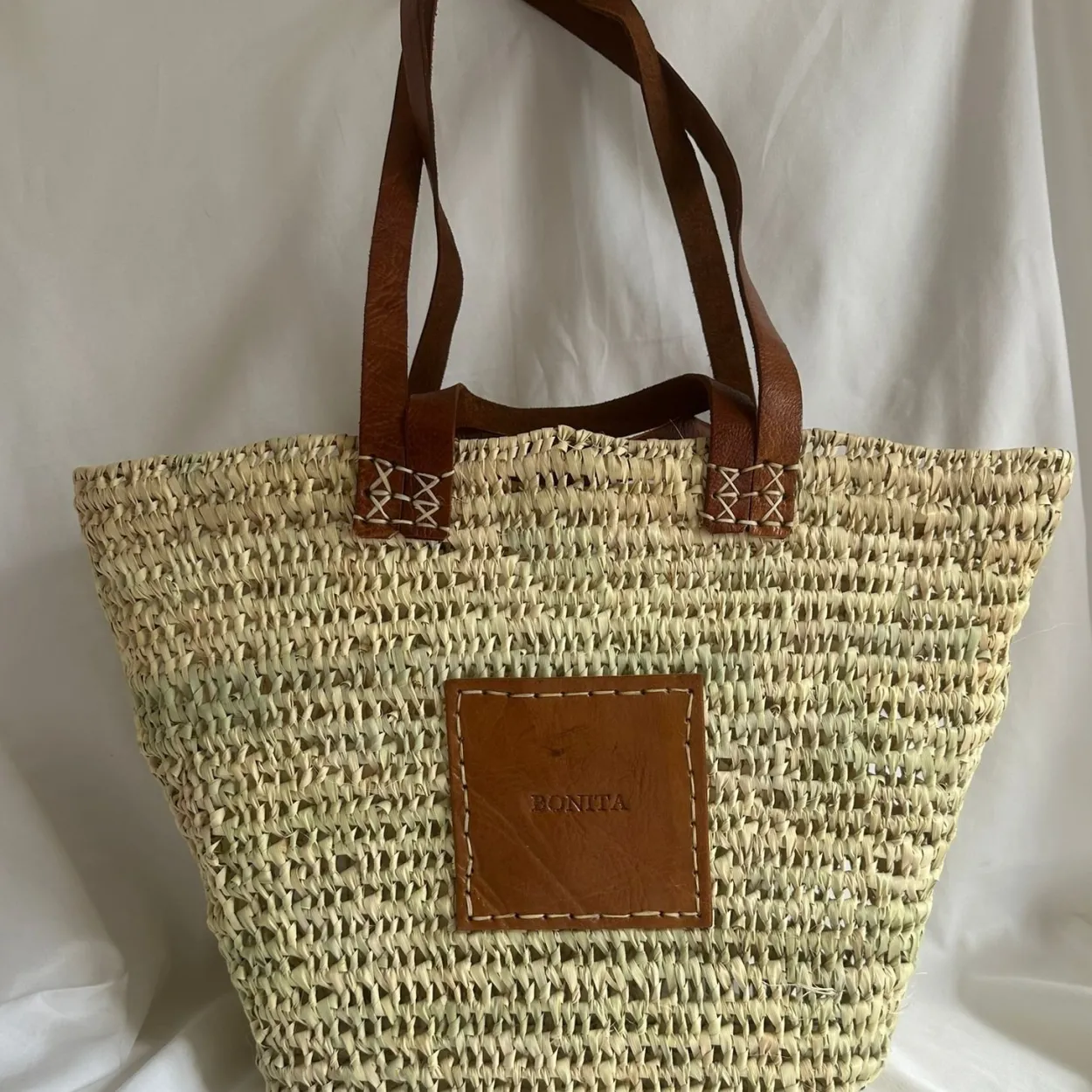 Bonita open weave Palm Basket - Double handle