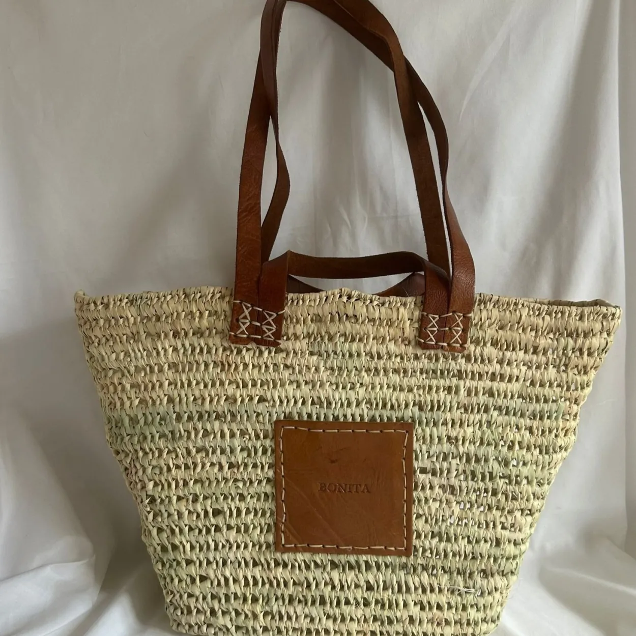Bonita open weave Palm Basket - Double handle