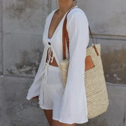 BONITA - Raffia tote shopper