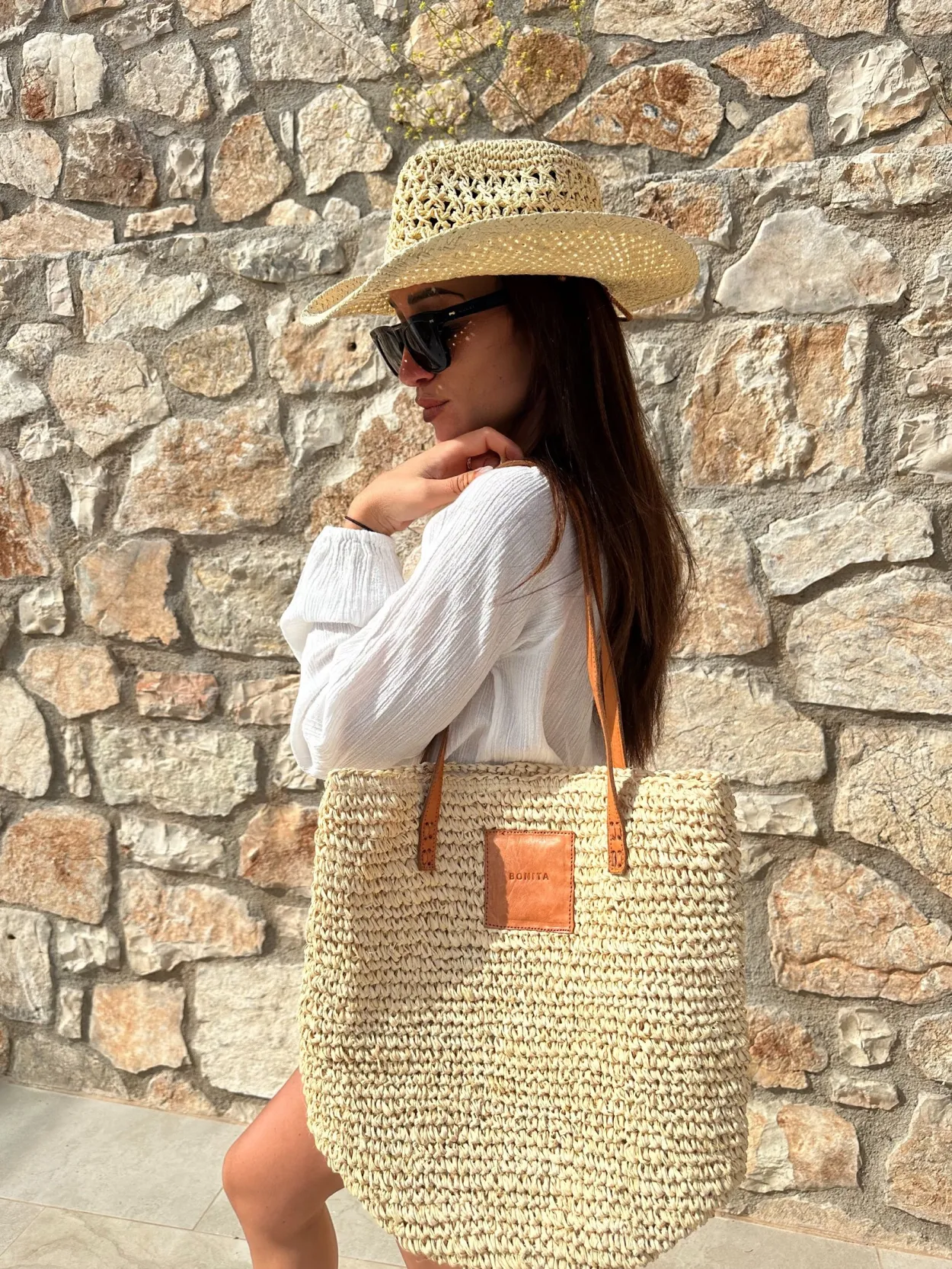 BONITA - Raffia tote shopper