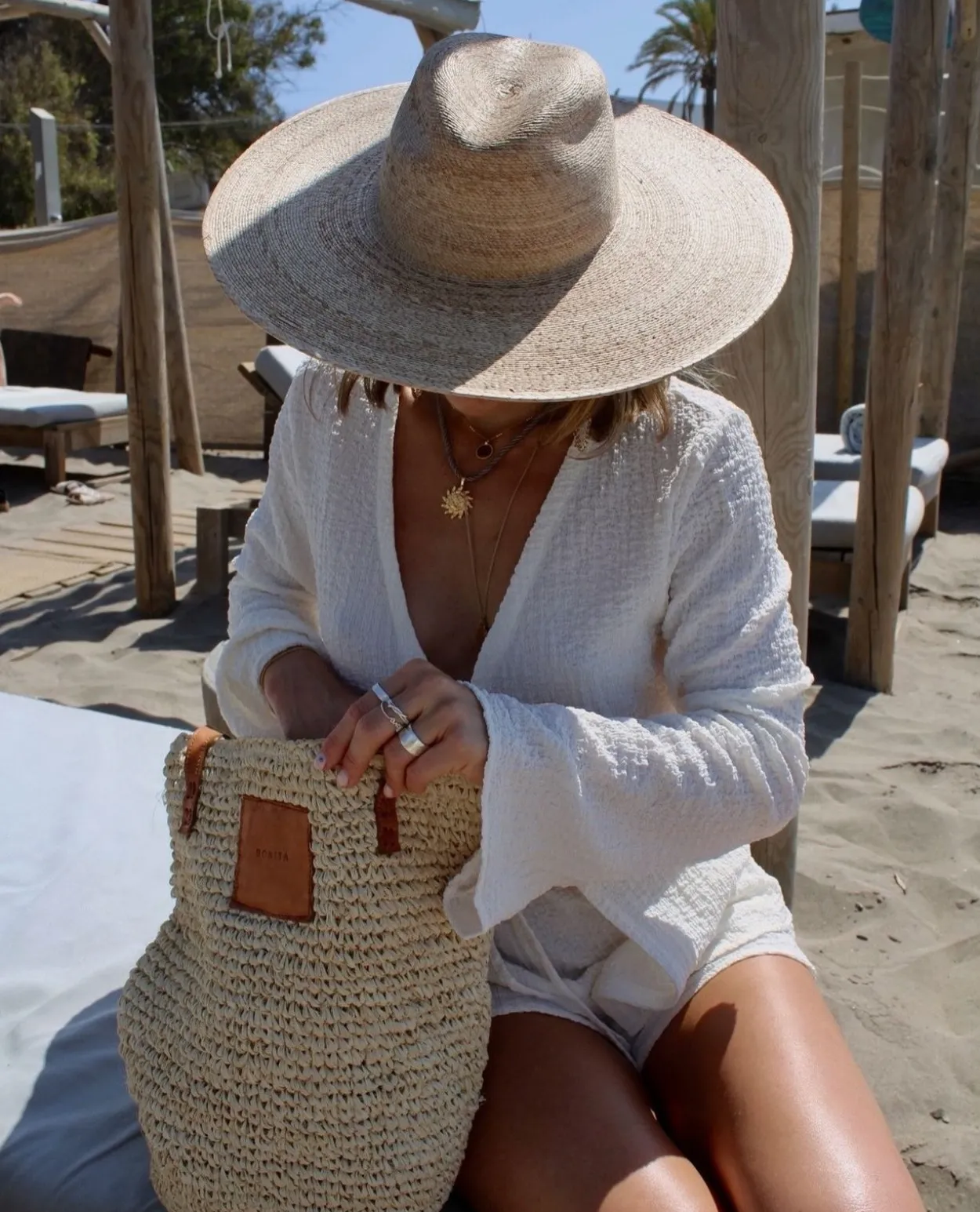 BONITA - Raffia tote shopper