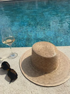 Bonita's Classic Wide Brim Palm Boater Hat