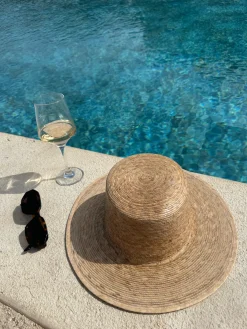 Bonita's Classic Wide Brim Palm Boater Hat