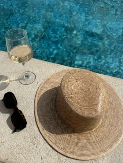 Bonita's Classic Wide Brim Palm Boater Hat