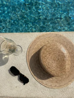 Bonita's Classic Wide Brim Palm Boater Hat