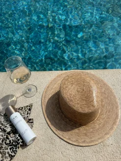 Bonita's Classic Wide Brim Palm Boater Hat