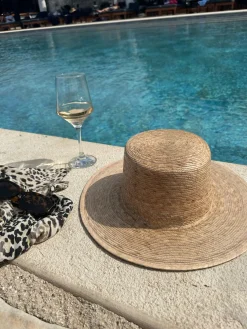 Bonita's Classic Wide Brim Palm Boater Hat