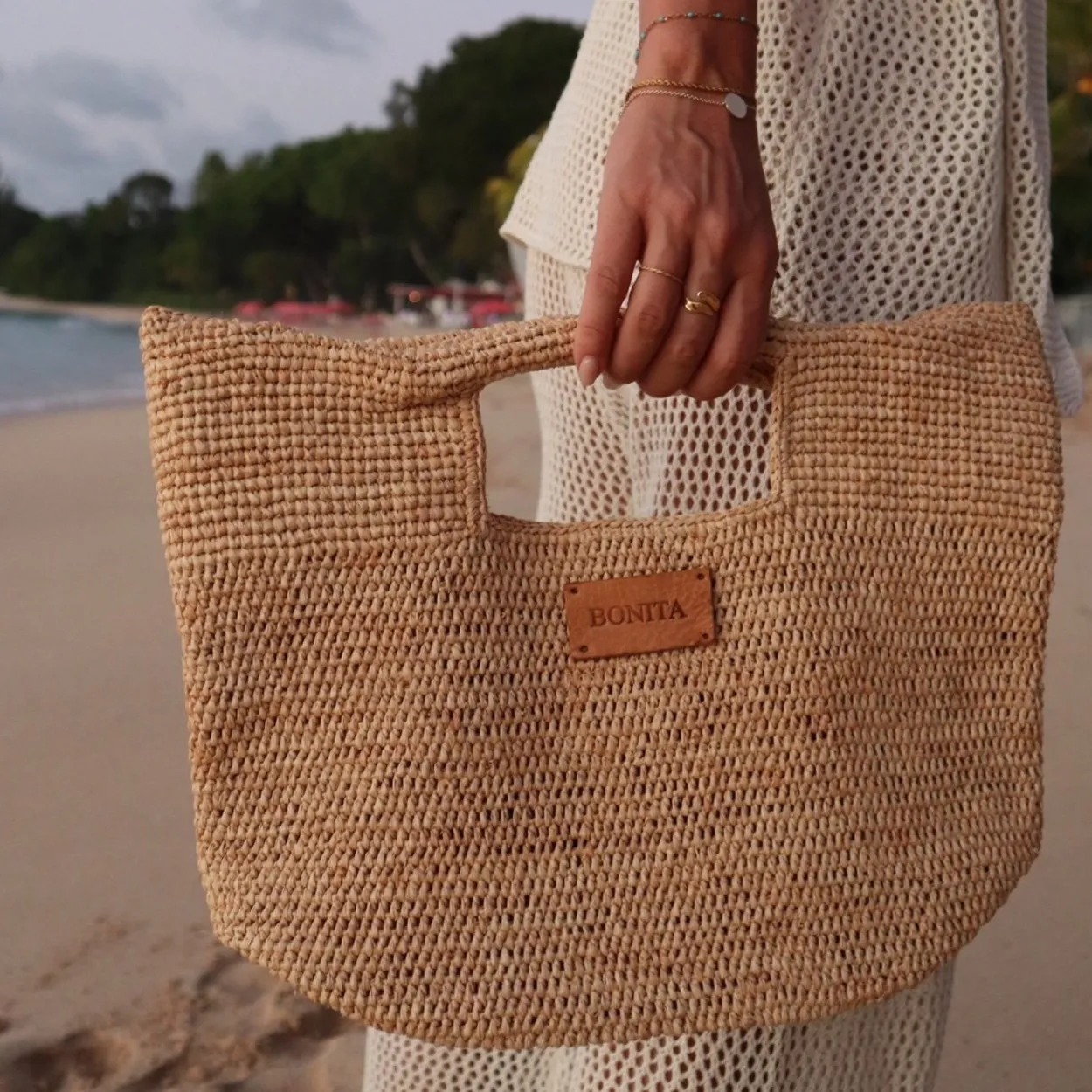 Bonita's Mini Raffia Tote Clutch Bag