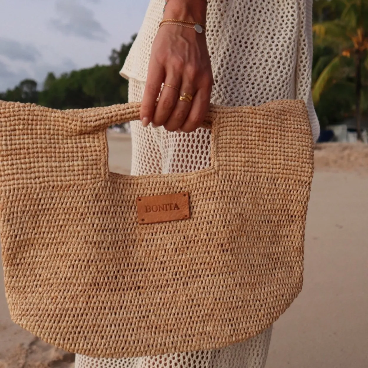 Bonita's Mini Raffia Tote Clutch Bag