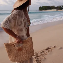Bonita's Mini Raffia Tote Clutch Bag