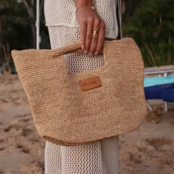 Bonita's Mini Raffia Tote Clutch Bag