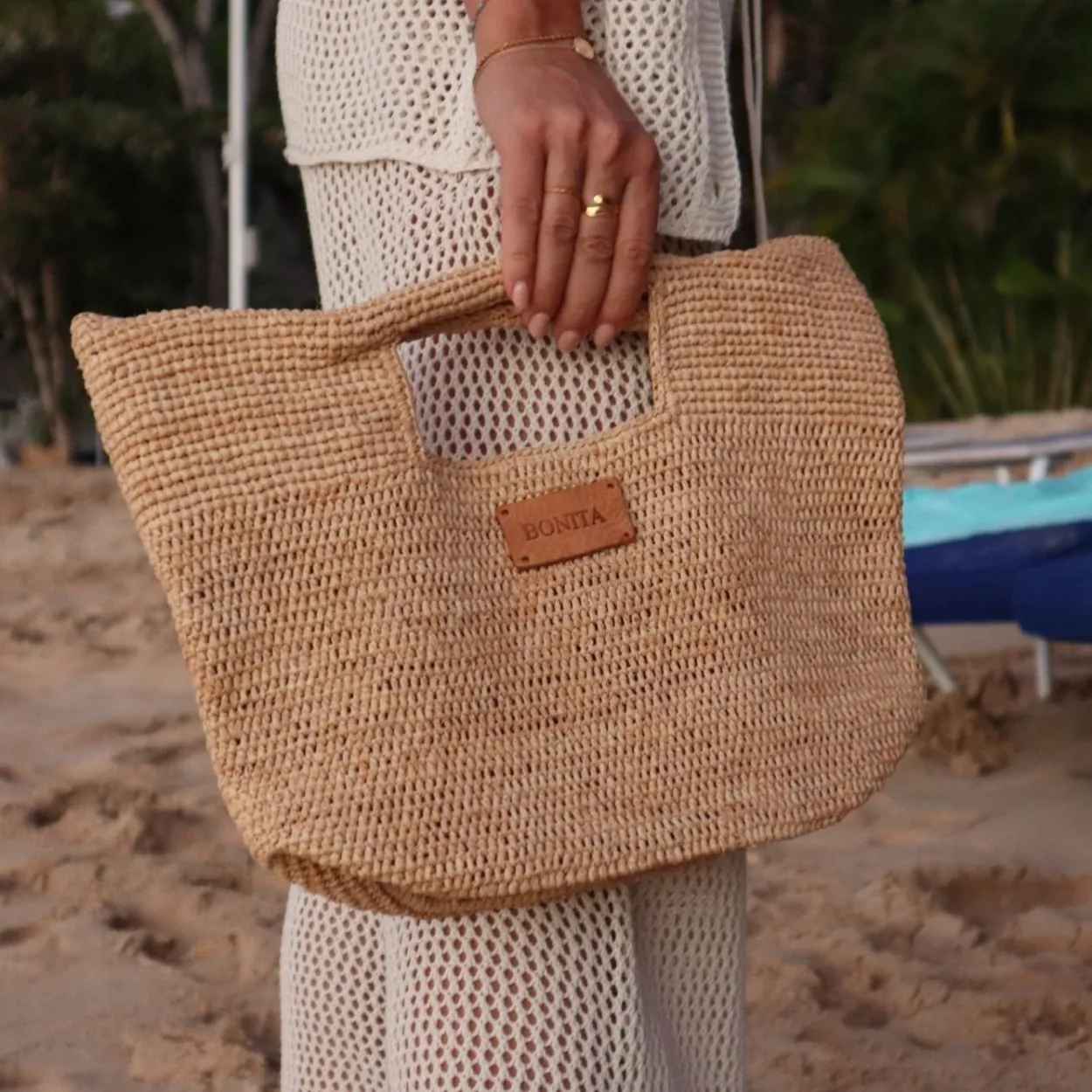 Bonita's Mini Raffia Tote Clutch Bag