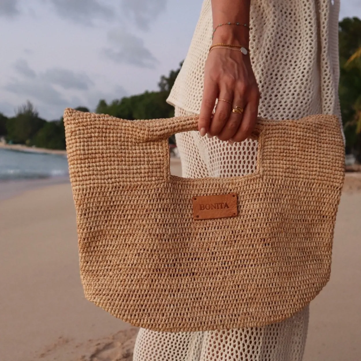 Bonita's Mini Raffia Tote Clutch Bag