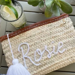 Bonita's Palm Leaf Clutch - Embroidered name