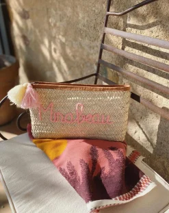 Bonita's Palm Leaf Clutch - Embroidered name