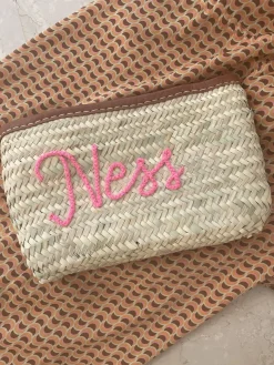 Bonita's Palm Leaf Clutch - Embroidered name