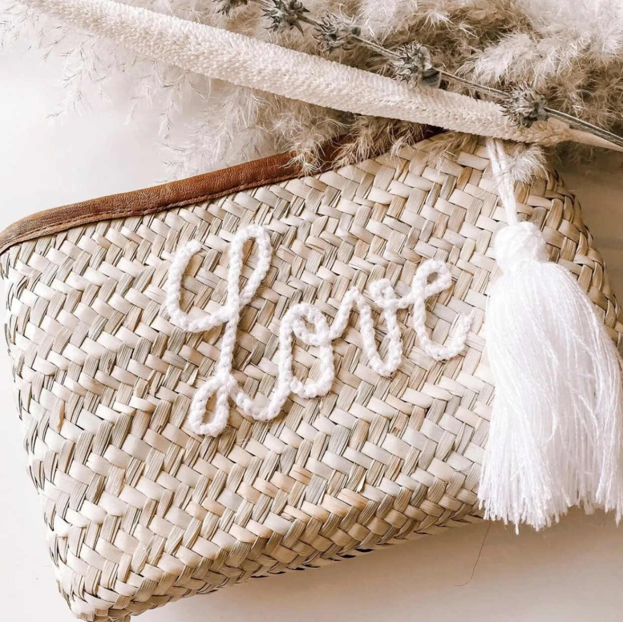 Bonita's Palm Leaf Clutch - Embroidered name