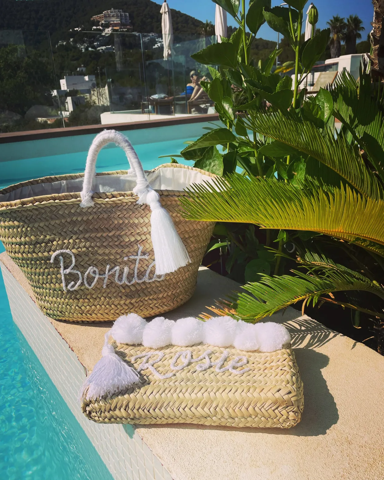 Bonita's Palm Leaf Clutch - Embroidered name
