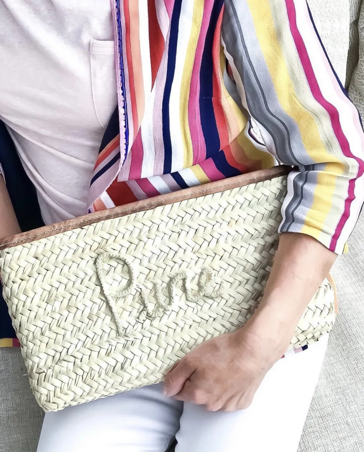 Bonita's Palm Leaf Clutch - Embroidered name