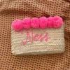 Bonita's Palm Leaf Clutch - Embroidered pom pom