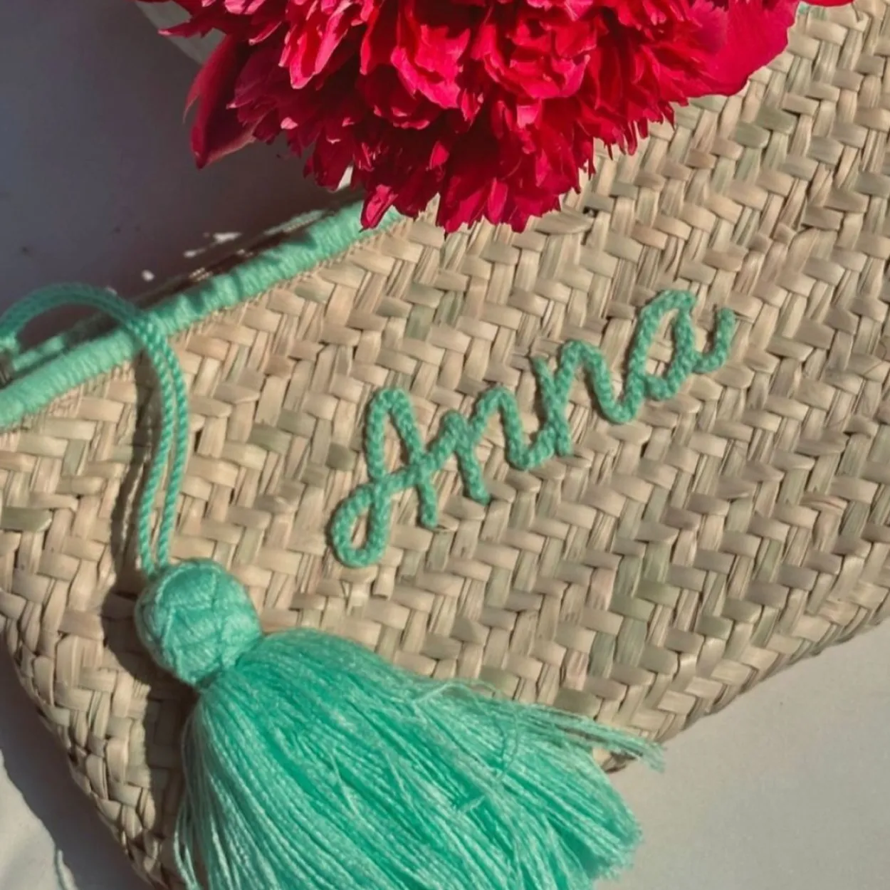 Bonita's Palm Leaf Clutch - Wool Embroidered