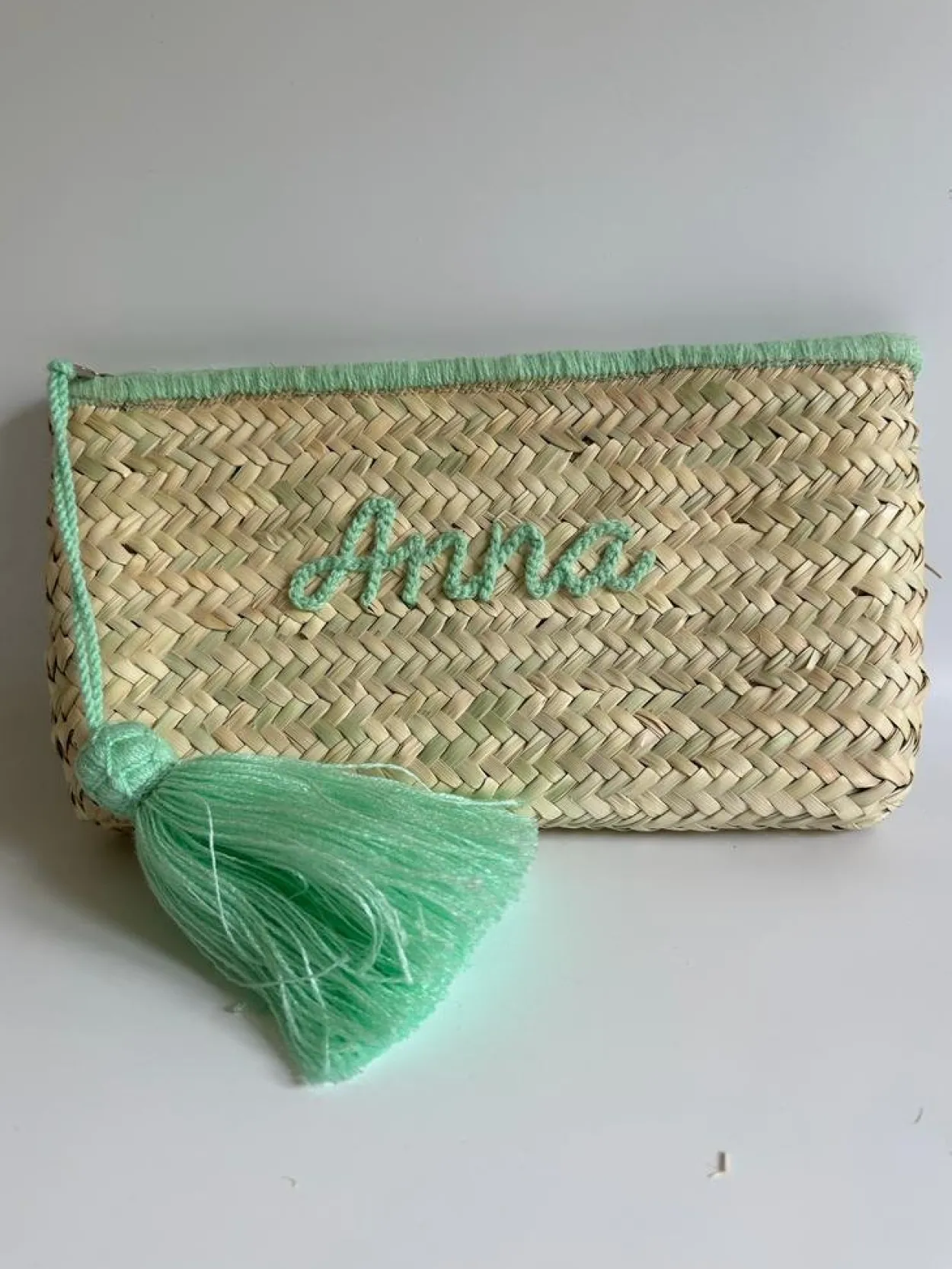 Bonita's Palm Leaf Clutch - Wool Embroidered