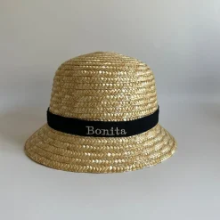 Bonita's Personalised Baby Straw Bucket Hat