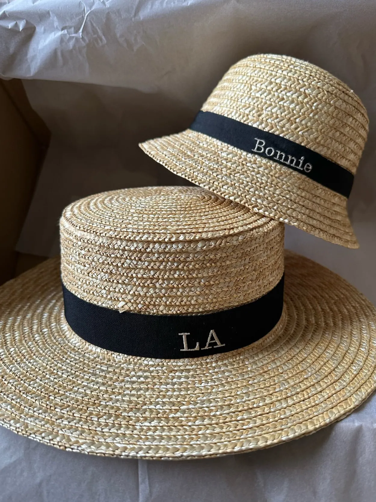 Bonita's Personalised Baby Straw Bucket Hat