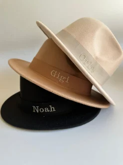 Bonita's Personalised Black Wool Fedora - Child