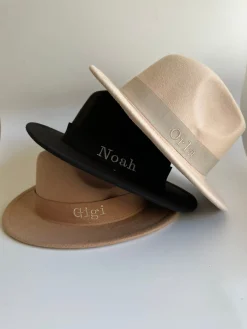 Bonita's Personalised Black Wool Fedora - Child