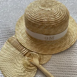 Bonita's Personalised Child Boater - Cream Ribbon