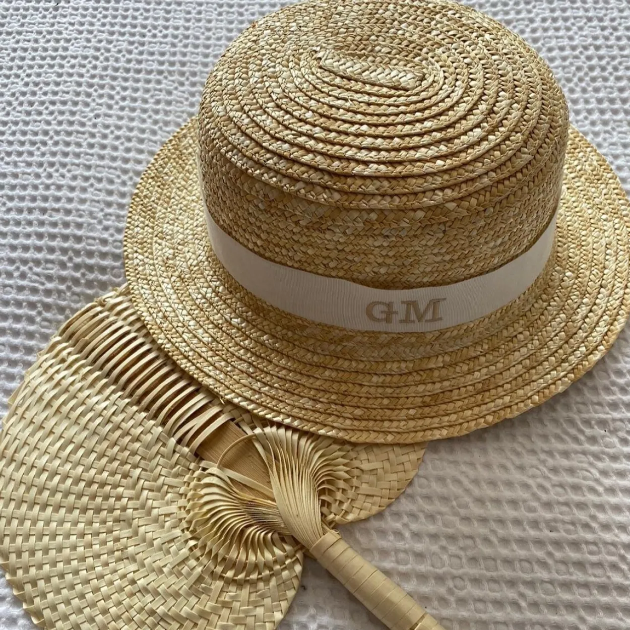 Bonita's Personalised Child Boater - Cream Ribbon