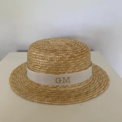 Bonita's Personalised Child Boater - Cream Ribbon
