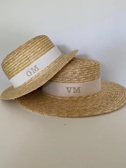 Bonita's Personalised Child Boater - Cream Ribbon