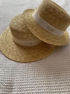Bonita's Personalised Child Boater - Cream Ribbon