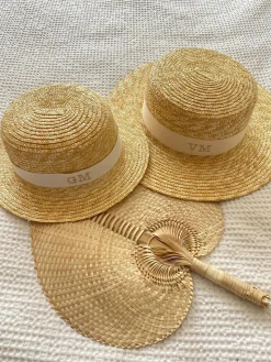 Bonita's Personalised Child Boater - Cream Ribbon